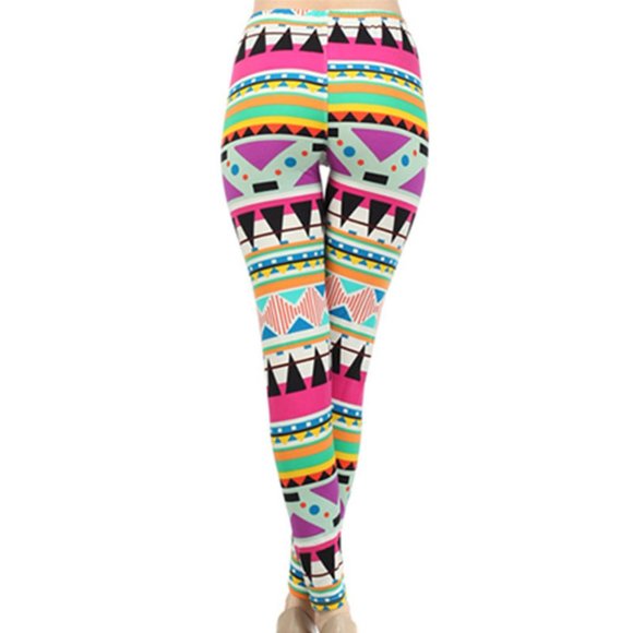 GEOMETRIC ART DECO PATTERN Printed Leggings - Picture 3 of 7